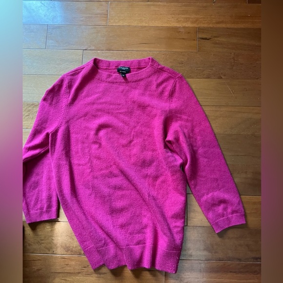Talbots cashmere sweater 1/4 length sleeve Fushia Pink small - Picture 1 of 4